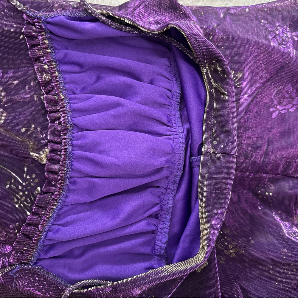 Vintage Purple Holographic Mesh Floral Midi Dress Y2K Size Large - Picture 9 of 11